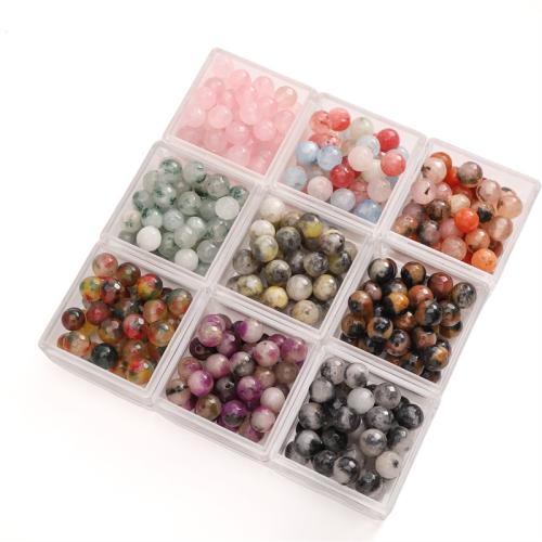 Farvet Marble Bead, du kan DIY, flere farver til valg, 8mm, 10pc'er/Bag, Solgt af Bag