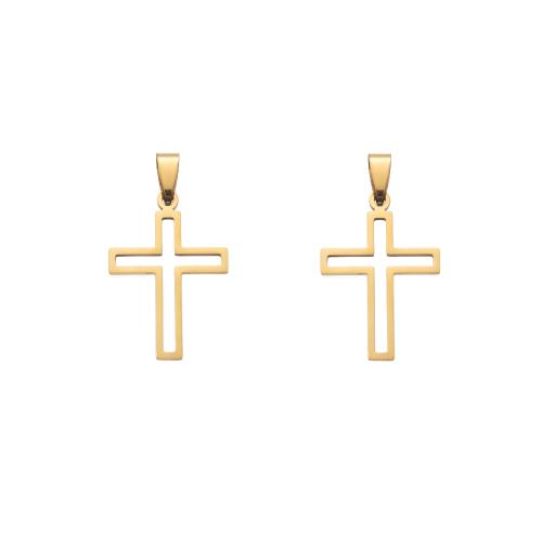 Stainless Steel Cross Pendants 304 Stainless Steel gold color plated DIY golden Sold By Bag