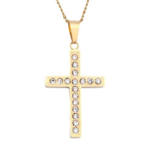 Stainless Steel Pendants 304 Stainless Steel Cross plated DIY & micro pave cubic zirconia Sold By PC