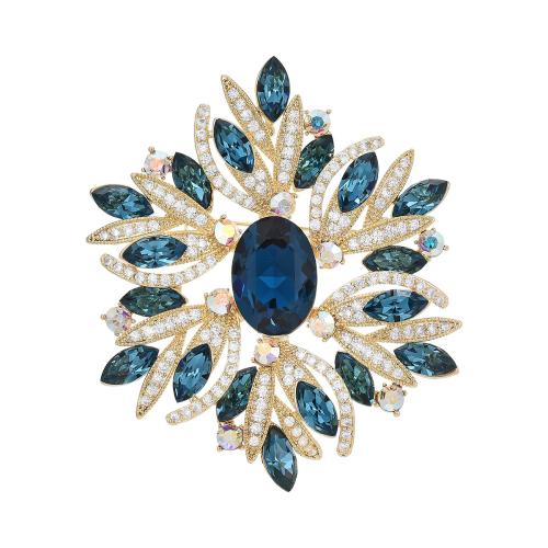 Crystal Brooch Brass with Austrian Crystal micro pave cubic zirconia & for woman golden Sold By PC