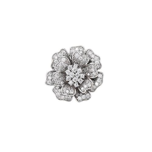 Mässing Brosch, micro bana cubic zirconia & för kvinna, silver, 21x21mm, Säljs av PC