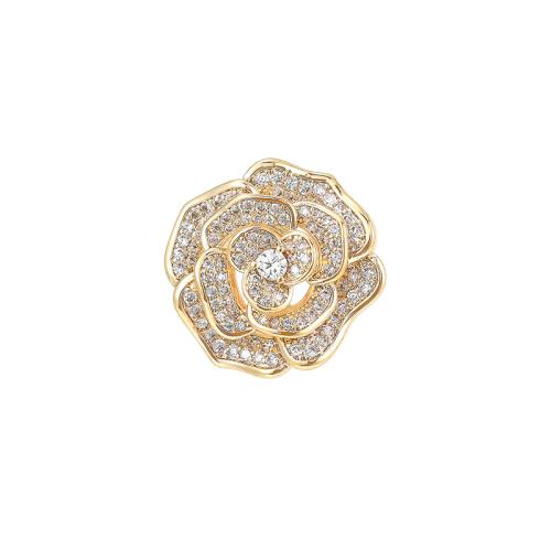 ottone spilla, Micro spianare cubic zirconia & per la donna, dorato, 21x21mm, Venduto da PC