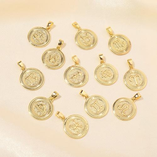 Brass Jewelry Pendants Vacuum Ion Plating Zodiac symbols jewelry & DIY Sold By PC