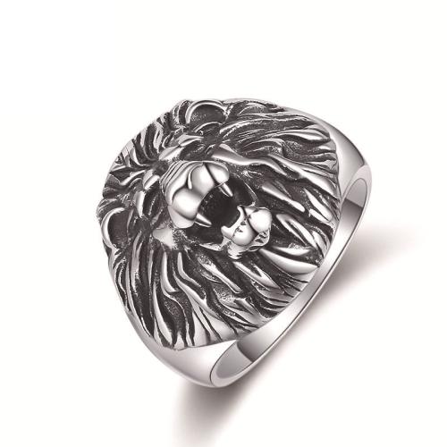 304 Stainless Steel Finger Ring Lion & for man & blacken original color US Ring Sold By PC