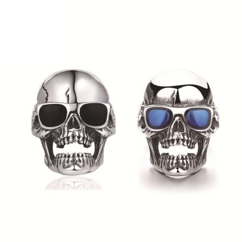 304 Stainless Steel Finger Ring Skull & for man & epoxy gel & blacken US Ring Sold By PC