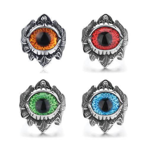 304 Stainless Steel Finger Ring with Acrylic Evil Eye & for man & blacken US Ring Sold By PC