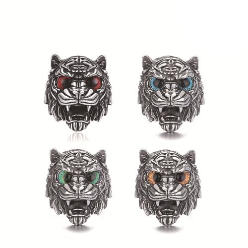 304 Stainless Steel Finger Ring Tiger & for man & blacken US Ring Sold By PC