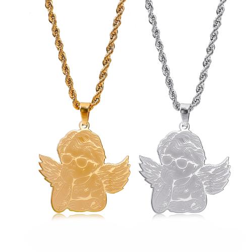 Stainless Steel Jewelry Necklace 304 Stainless Steel Angel Vacuum Ion Plating fashion jewelry & Unisex Sold By PC