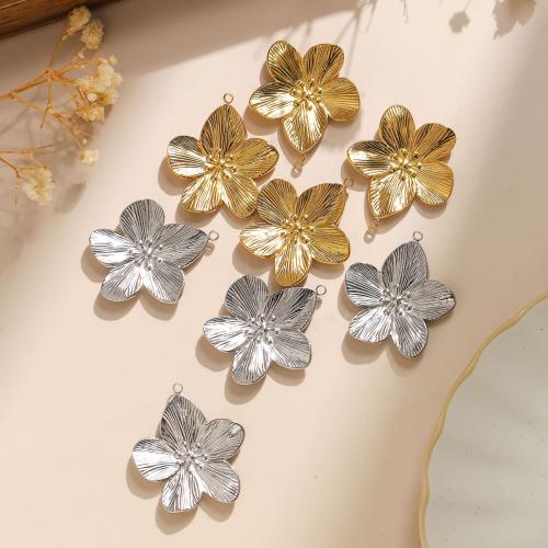 Stainless Steel Flower Pendant 304 Stainless Steel Vacuum Ion Plating DIY Sold By Bag