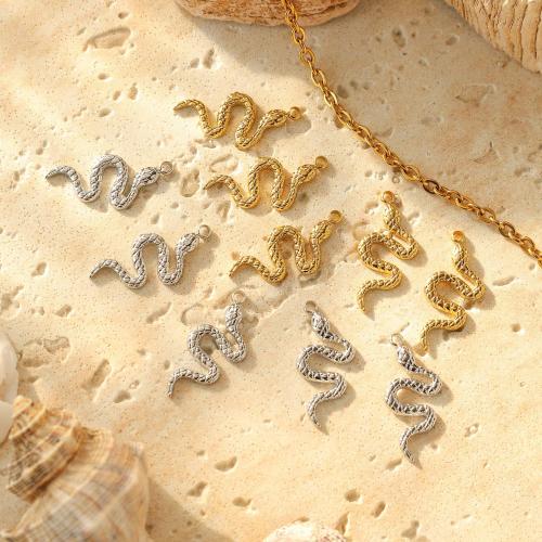 Stainless Steel Animal Pendants 304 Stainless Steel Snake Vacuum Ion Plating DIY Sold By Bag