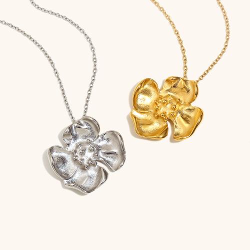 Stainless Steel Jewelry Necklace 304 Stainless Steel Flower plated for woman Sold By PC