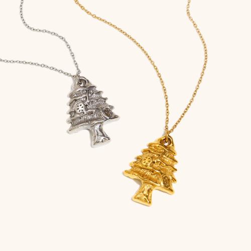 Stainless Steel Jewelry Necklace 304 Stainless Steel Christmas Tree plated for woman Sold By PC