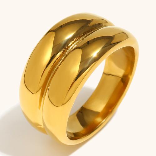 Stainless Steel Finger Ring 304 Stainless Steel Round gold color plated & for woman Sold By PC