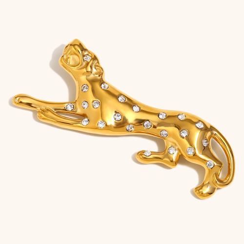 Fashion Broche Sieraden, 304 roestvrij staal, Luipaard, gold plated, voor vrouw, Verkocht door PC