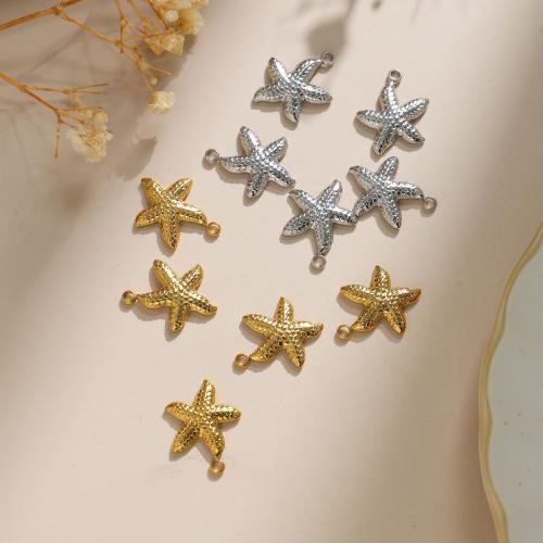 Stainless Steel Animal Pendants 304 Stainless Steel Starfish plated DIY Sold By Bag