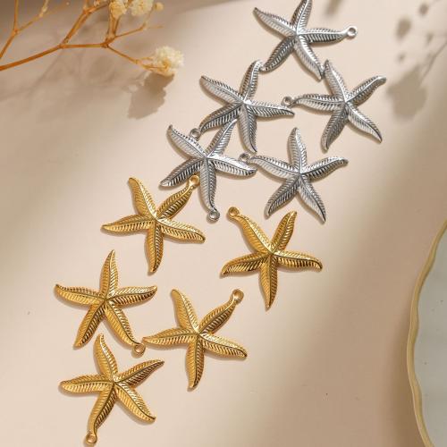 Stainless Steel Animal Pendants 304 Stainless Steel Starfish plated DIY Sold By Bag