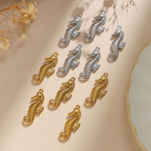 Stainless Steel Animal Pendants 304 Stainless Steel Seahorse plated DIY Sold By Bag