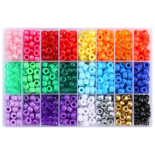 Plastpärlor, Plast, DIY, blandade färger, 9x6mm, Ca 1200PC/Box, Säljs av Box