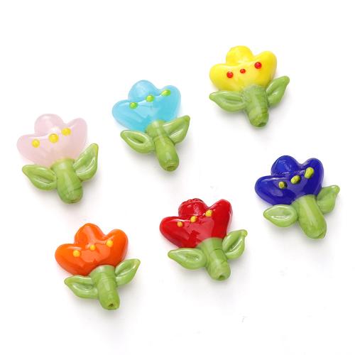 Handgemaakte Lampwork Beads, Bloem, DIY, meer kleuren voor de keuze, 18x22mm, Verkocht door PC