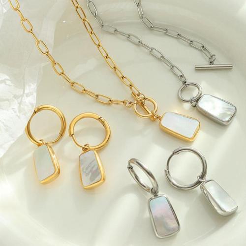 Jewelry Sets Titanium Steel with White Shell plated fashion jewelry & for woman about 50cm; about . Sold By PC