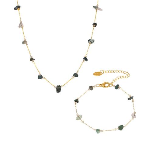 Roestvrij staal sieraden sets, 304 roestvrij staal, met Natuursteen, gold plated, mode sieraden & verschillende stijlen voor de keuze & voor vrouw, Verkocht door PC