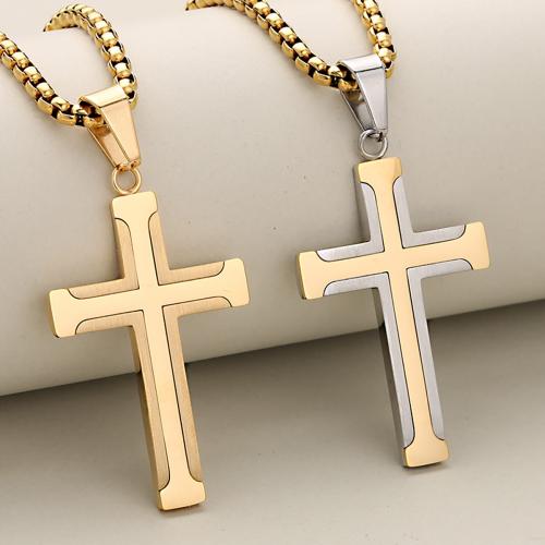 Pendants Cruach Cross dhosmálta, 304 Cruach dhosmálta, plátáilte, DIY, dathanna níos mó le haghaidh rogha, Díolta De réir PC