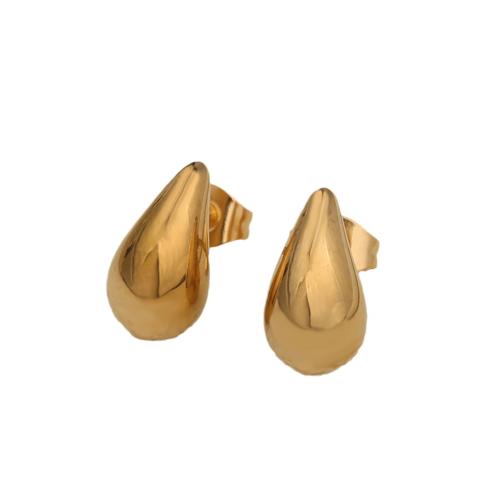 Stainless Steel Stud Earrings 304 Stainless Steel Teardrop plated for woman Sold By Bag