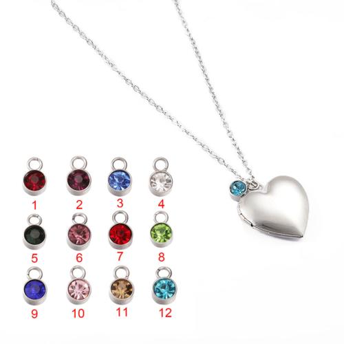 Locket collana di modo, 316L acciaio inox, Cuore, DIY & unisex & Micro spianare cubic zirconia, nessuno, Lunghezza 45 cm, Venduto da PC