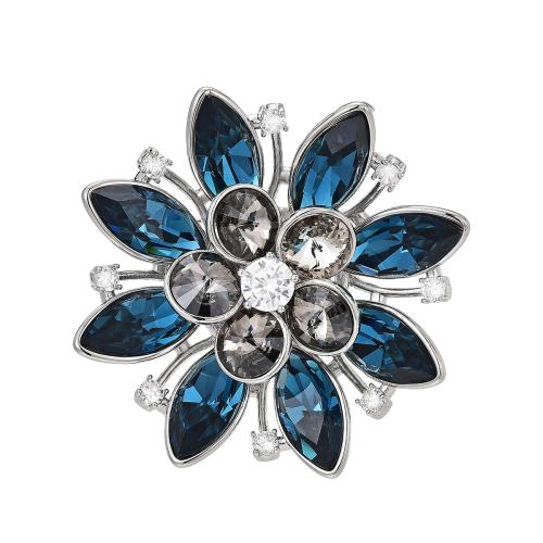 Crystal Brooch Brass with Austrian Crystal plated micro pave cubic zirconia & for woman silver color Sold By PC