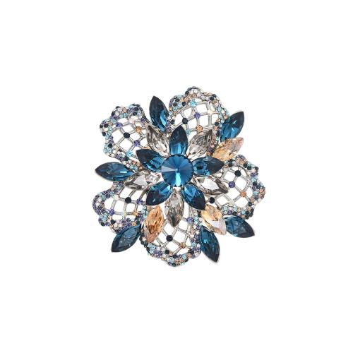 Broche cristal, laiton, avec Cristal autrichien, Placage, pavé de micro zircon & pour femme, argent, 70x70mm, Vendu par PC