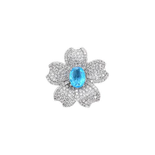 Fashion Broche Sieraden, Messing, plated, micro pave zirconia & voor vrouw, zilver, 23x23mm, Verkocht door PC