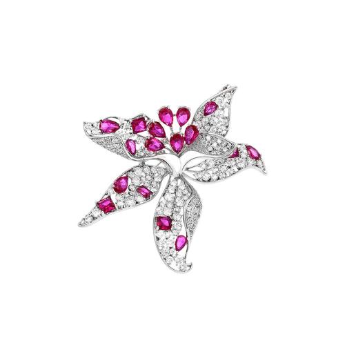 Fashion Broche Sieraden, Messing, plated, micro pave zirconia & voor vrouw, zilver, 53x57mm, Verkocht door PC