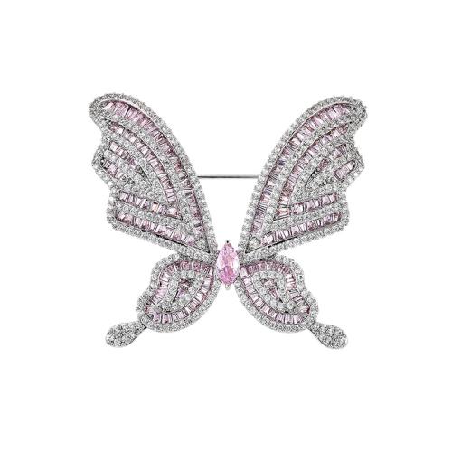 Fashion Brooch Jewelry Brass plated micro pave cubic zirconia & for woman silver color Sold By PC