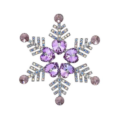 Crystal Brooch Brass with Austrian Crystal plated micro pave cubic zirconia & for woman silver color Sold By PC