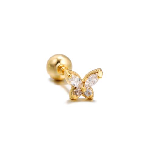 ottone orecchino piercing, Farfalla, placcato, stili diversi per la scelta & Micro spianare cubic zirconia & per la donna, Venduto da PC