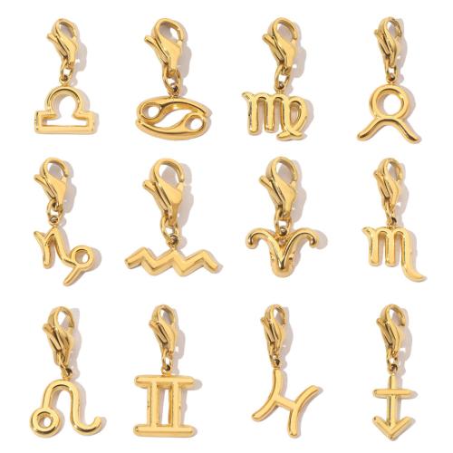 Stainless Steel Key Clasp 304 Stainless Steel 12 Signs of the Zodiac Vacuum Ion Plating & DIY Sold By Bag