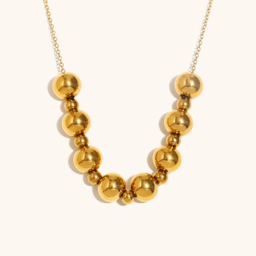 Stainless Steel Jewelry Necklace 304 Stainless Steel Round gold color plated for woman Sold By PC