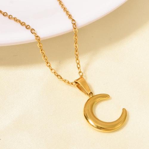 Stainless Steel Jewelry Necklace 304 Stainless Steel Moon plated for woman Sold By PC