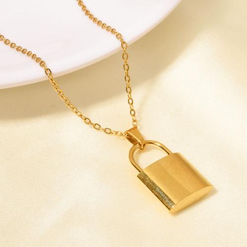 Stainless Steel Jewelry Necklace 304 Stainless Steel Lock plated for woman Sold By PC