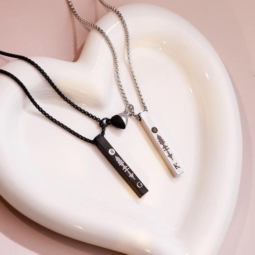 Couple Necklace 304 Stainless Steel with Magnet with 5CM extender chain Heart plated Unisex Length 60 cm Sold By PC