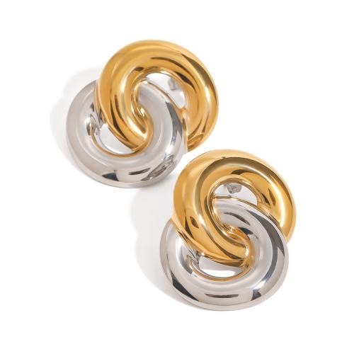 Stainless Steel Stud Earrings 304 Stainless Steel plated fashion jewelry mixed colors Sold By Pair