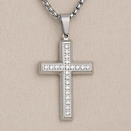 Stainless Steel Cross Pendants 304 Stainless Steel plated DIY & with rhinestone Sold By PC