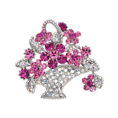 Fashion Broche Sieraden, Messing, micro pave zirconia & voor vrouw, zilver, 50x53mm, Verkocht door PC