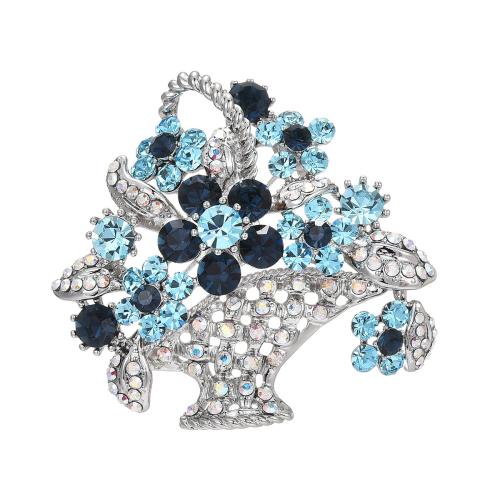 Fashion Broche Sieraden, Messing, micro pave zirconia & voor vrouw, zilver, 51x53mm, Verkocht door PC