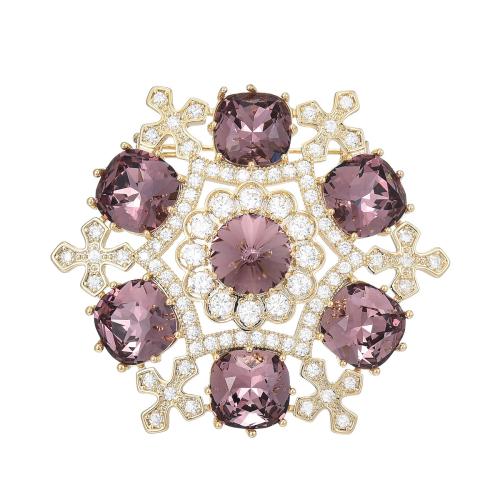 Broche bijoux de mode, laiton, Placage, pavé de micro zircon & pour femme, doré, 43x49mm, Vendu par PC