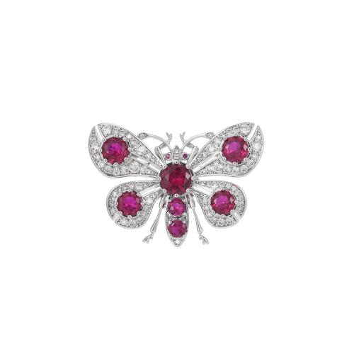 Fashion Broche Sieraden, Messing, plated, micro pave zirconia & voor vrouw, zilver, 27x40mm, Verkocht door PC