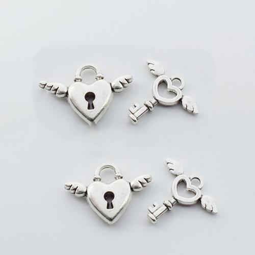 Zinc Alloy Pendants Lock and Key plated 2 pieces & DIY Sold By Bag