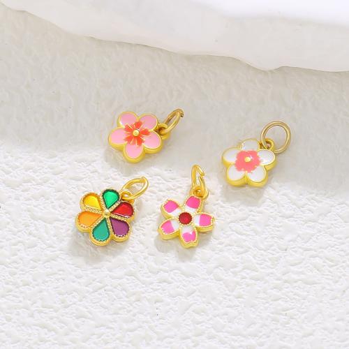 Zinc Alloy Enamel Pendants Flower plated DIY Sold By PC