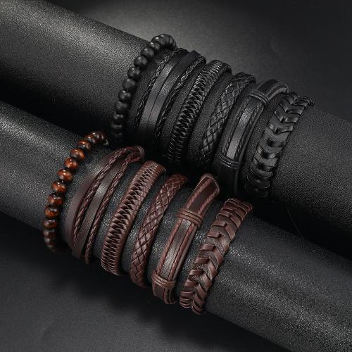 PU Leather Cord Bracelets handmade fashion jewelry & Unisex Sold By Strand