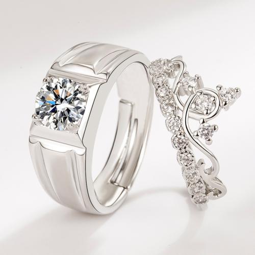 Brass Finger Ring with Cubic Zirconia plated fashion jewelry & for couple & with rhinestone Sold By PC